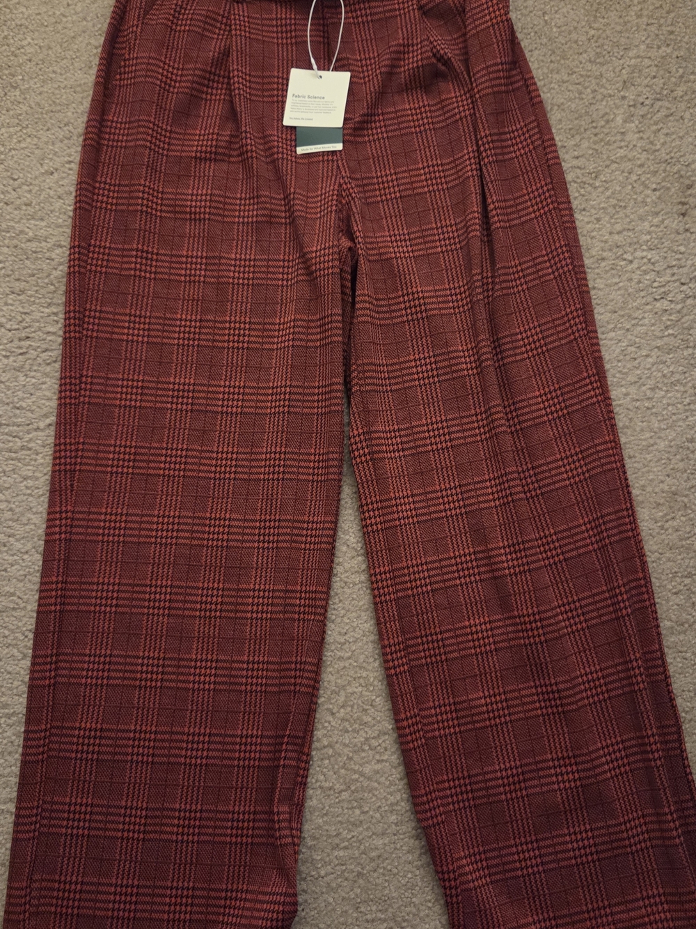 HALARA Burgundy Plaid Wide-Leg Trousers